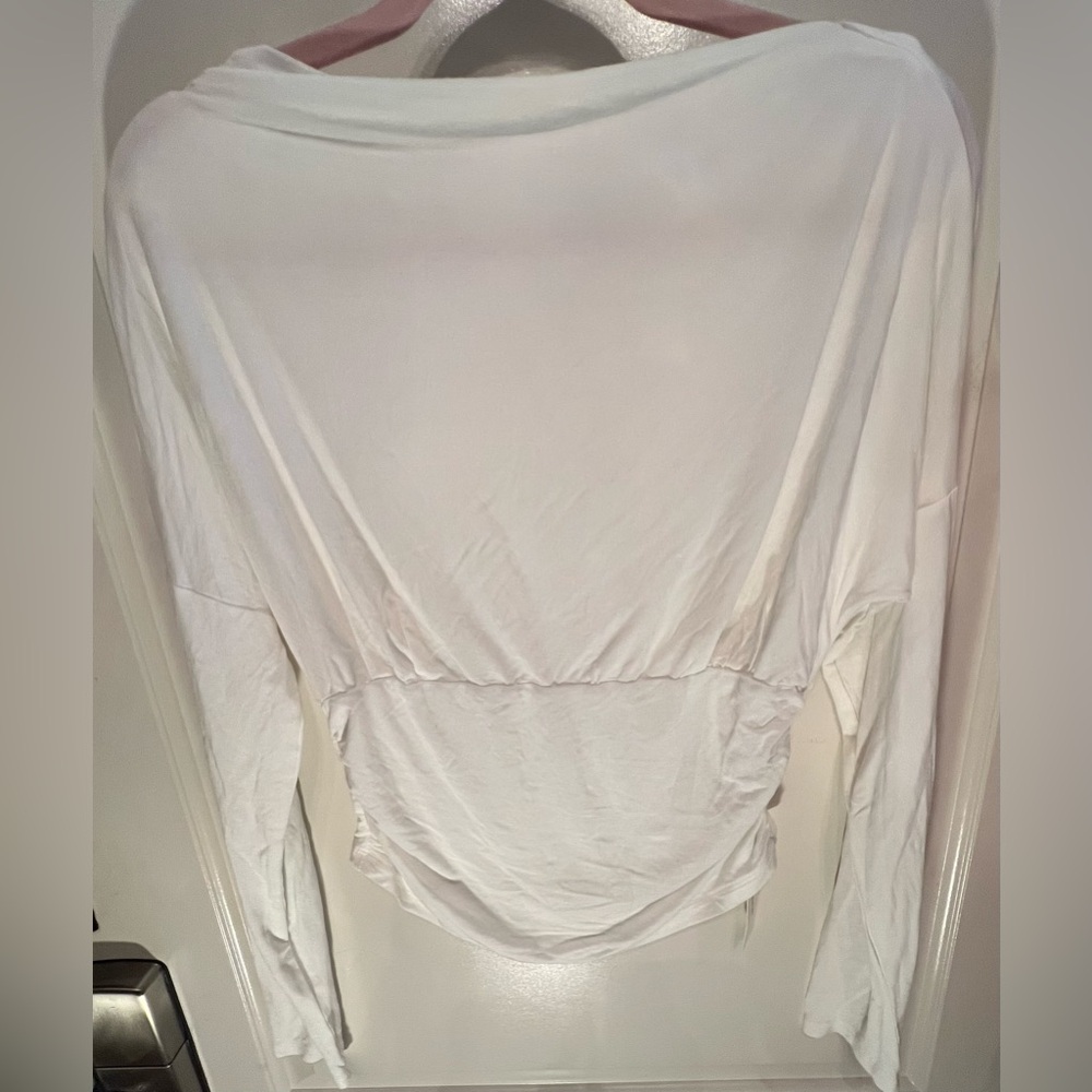 Commense white long-sleeve draped top. NWT. Size: L. Asking: $25.